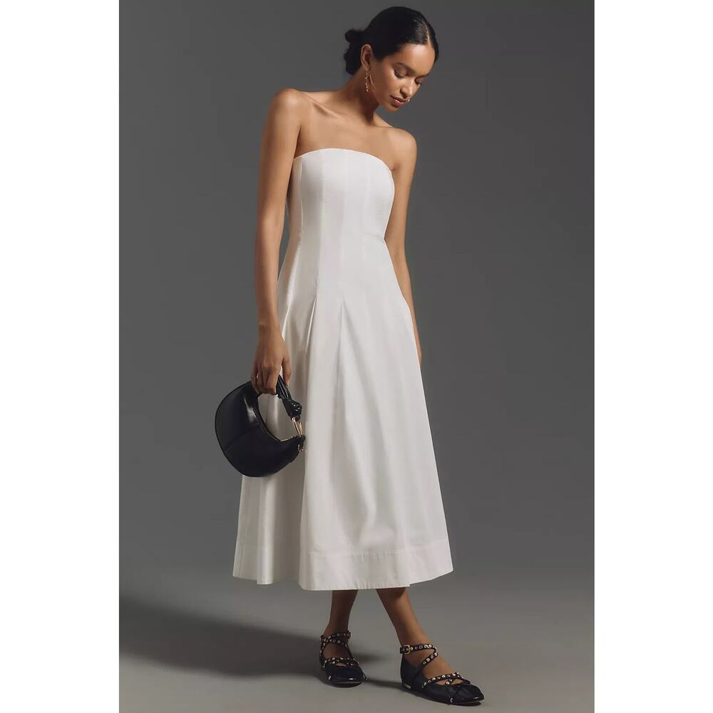 Strapless White Midi Dress